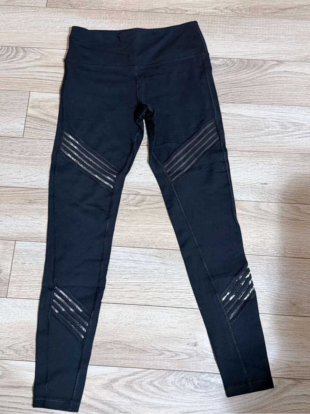 Glyder Black High-Waist Leggings with Mesh Paneling